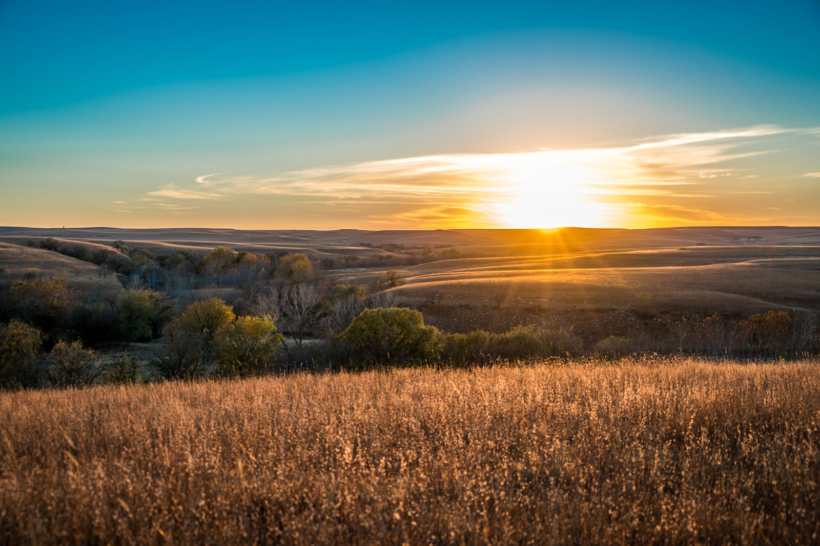 sunset over field in Kansas City